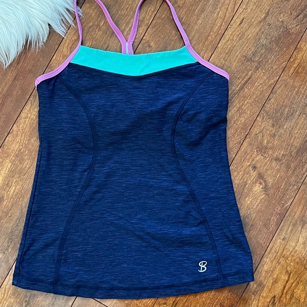 Sofibella Racer Back Tennis Tank with Built-in Bra